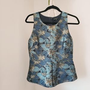 RW&CO floral blue gold peplum halter top  SZ M